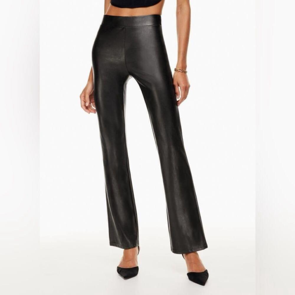Aritzia Ten Babaton Upstage Faux Leather Flare High Rise Pants Black